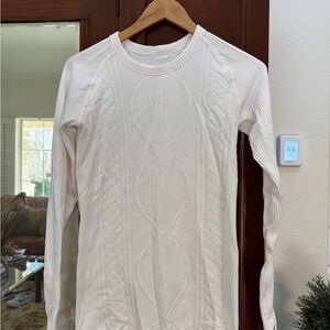 lululemon athletica white Cable-Knit Long Sleeve Sweatshirt